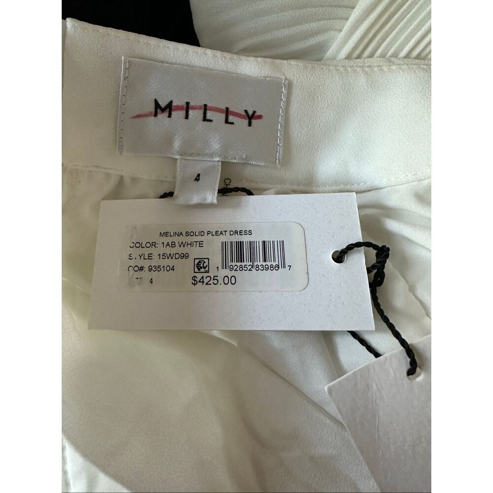 MILLY Melina Solid Pleated Dress Size 4 $425 - Picture 10 of 10